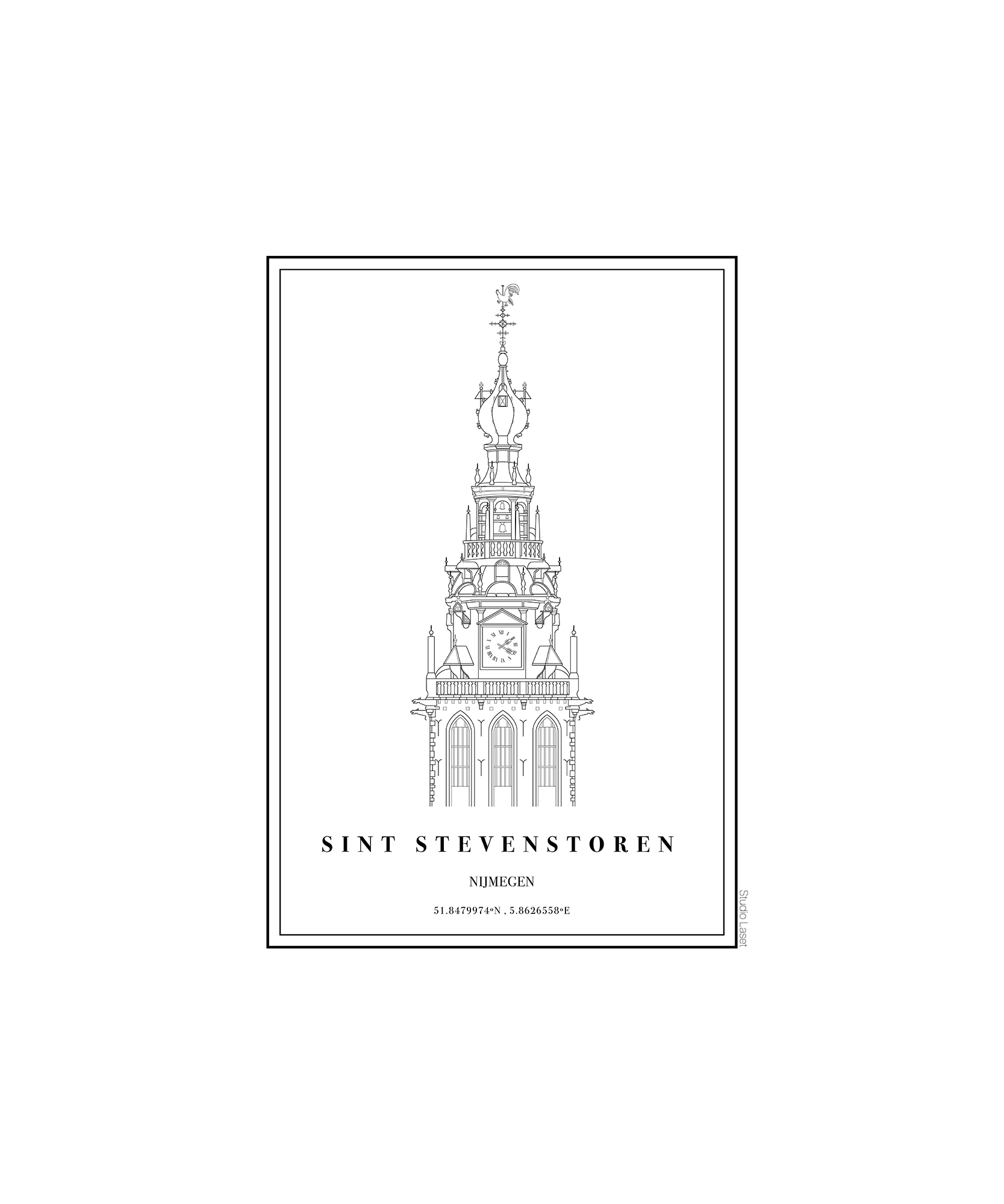 ILOVENIJMEGEN - Poster - Sint Stevenstoren - 21x30cm