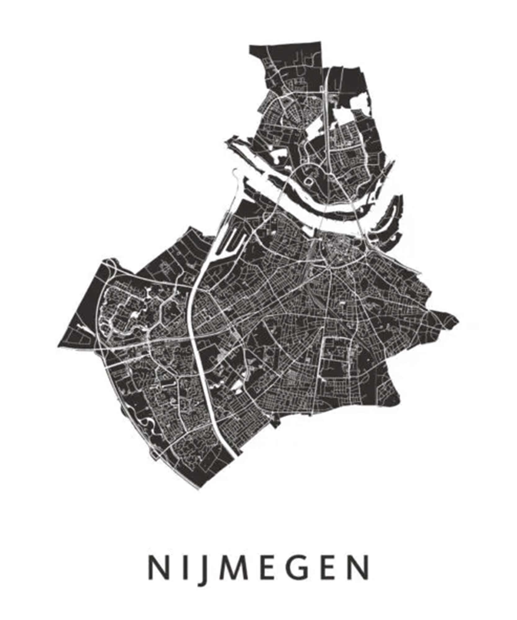 ILOVENIJMEGEN - Nijmegen Kaart - Schilderij - A3 Formaat