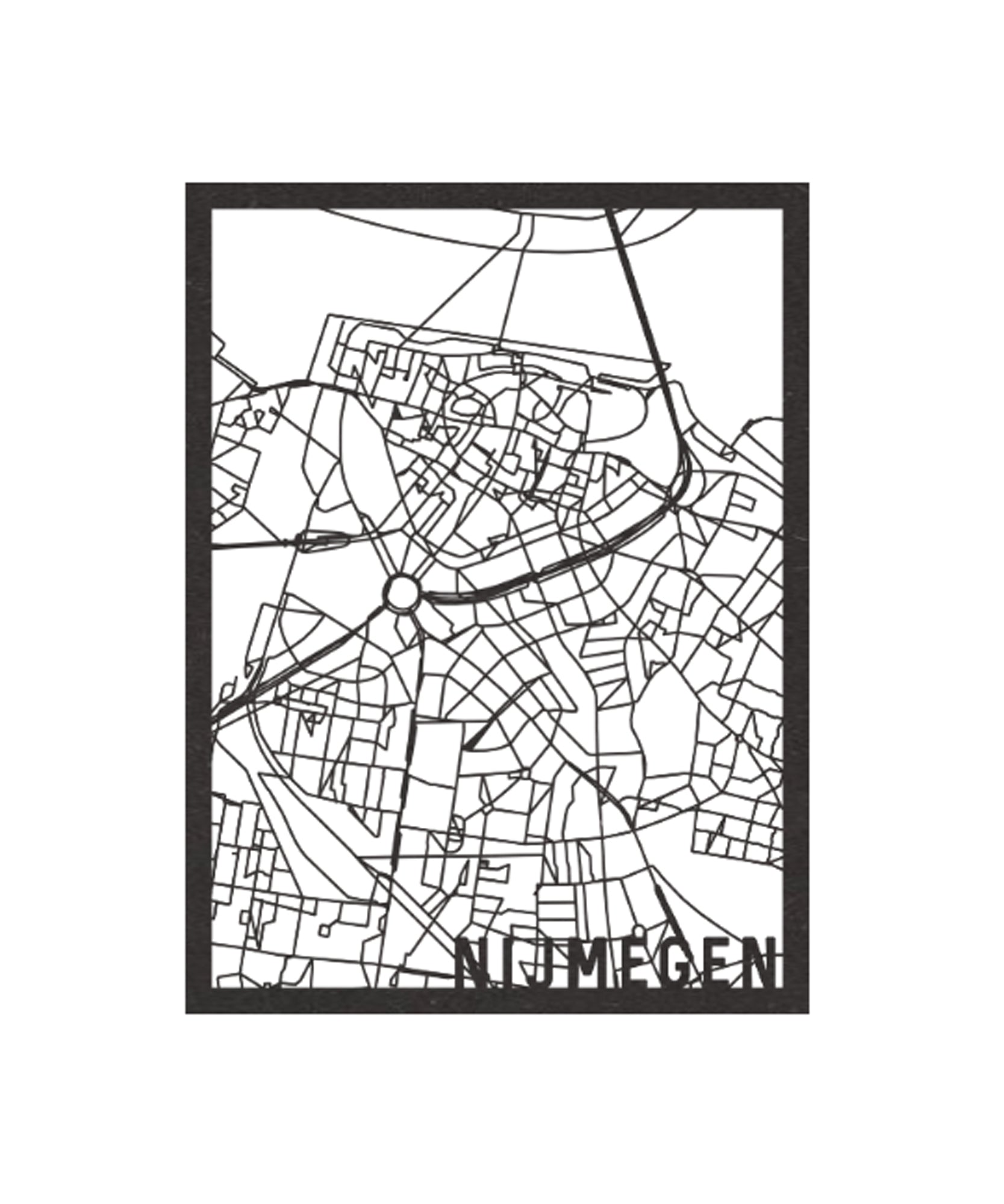 ILOVENIJMEGEN - City Map Nijmegen - Zwart Mdf - 30x40cm