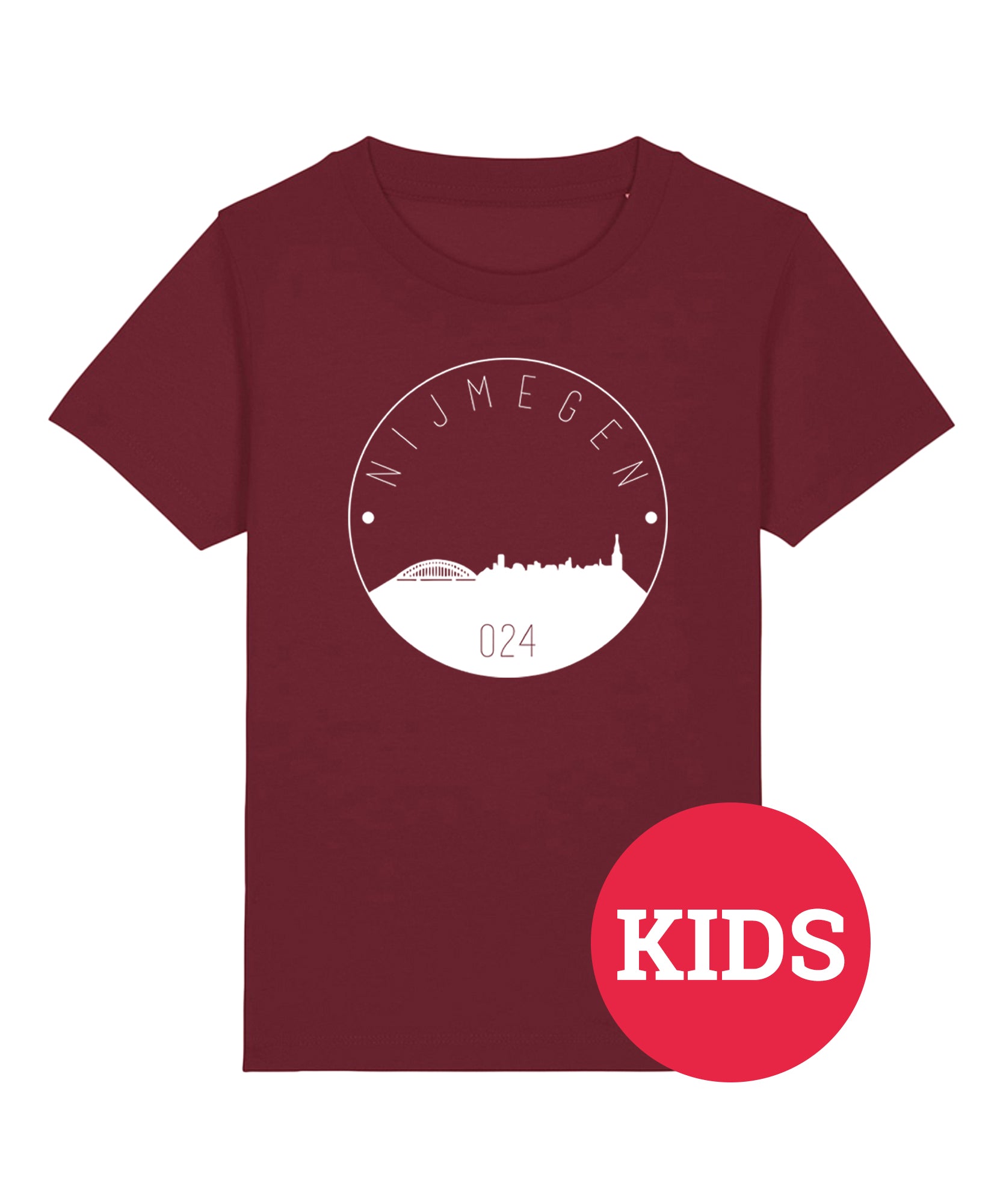 Bordeaux rood T-shirt voor kinderen met Skyline print