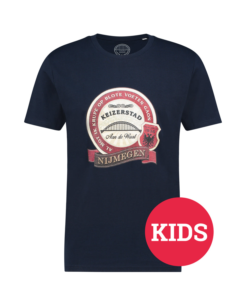 Navy kids t-shirt met Nijmegen Keizerstad print